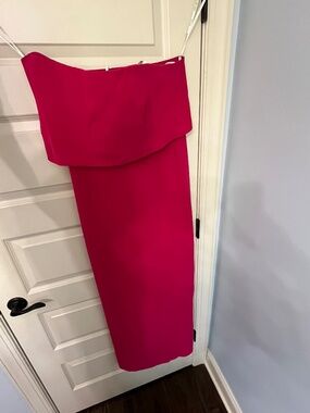 Halston strapless fuschia gown